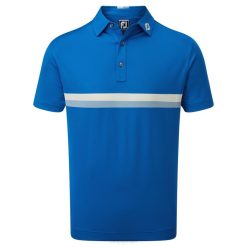 azul-amarelo-cinza L6VB107 piquê com faixa dupla no peito azul-amarelo-cinza Footjoy