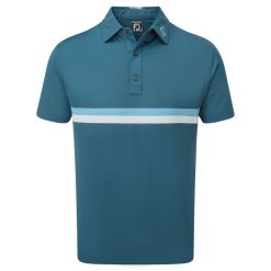 azul-crepúsculo azul-branco L6VB106 faixa peitoral dupla piquê azul-crepúsculo azul-branco Footjoy