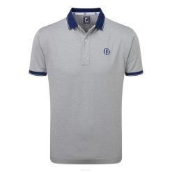 azul urze prateado aberto L6VB976 camisa pólo com acabamento prateado azul mesclado Footjoy