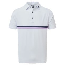 branco-marinho-lavanda L6VB105 faixa dupla no peito piquê branco-marinho-lavanda Footjoy