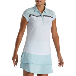 céu branco L6VB2999 bloco de cores de manga curta feminino - estilo da temporada anterior branco-céu Footjoy