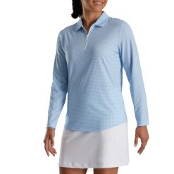 estampa houndstooth azul L6VB2377 camisa feminina de proteção solar com estampa houndstooth azul Footjoy