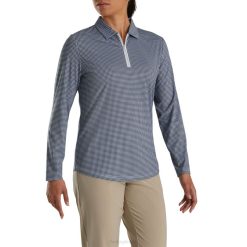 estampa houndstooth marinho L6VB2376 camisa feminina de proteção solar com estampa houndstooth marinho Footjoy