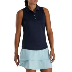 marinha L6VB2394 sem mangas com nervuras mulheres azul marinho Footjoy