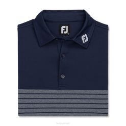 marinha L6VB2860 azul marinho com risca de giz urze lisle gola própria - estilo da temporada anterior Footjoy