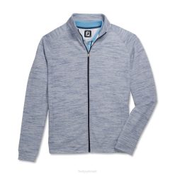 marinha L6VB2886 camisa de lã urze marinho com zíper completo, estilo da temporada anterior Footjoy