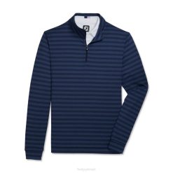 marinha L6VB2892 Camisa pêssego listrada tonal com zíper quarto temporada anterior estilo marinho Footjoy