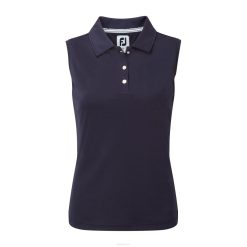 marinha L6VB764 azul marinho interlock sem mangas mulheres sólidas Footjoy